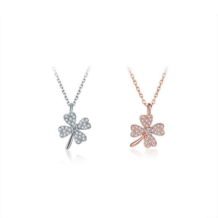 Delicate Clover Pendant S925 Sterling Silver Necklace-BlingRunway