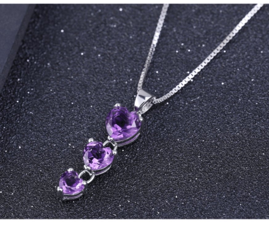 Heart Shape Meteor S925 Sterling Silver Natural Amethyst Necklace