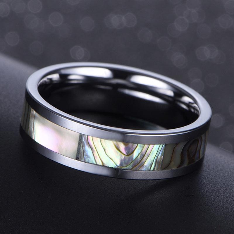 Natural mother-of-pearl pattern tungsten steel ring-BlingRunway