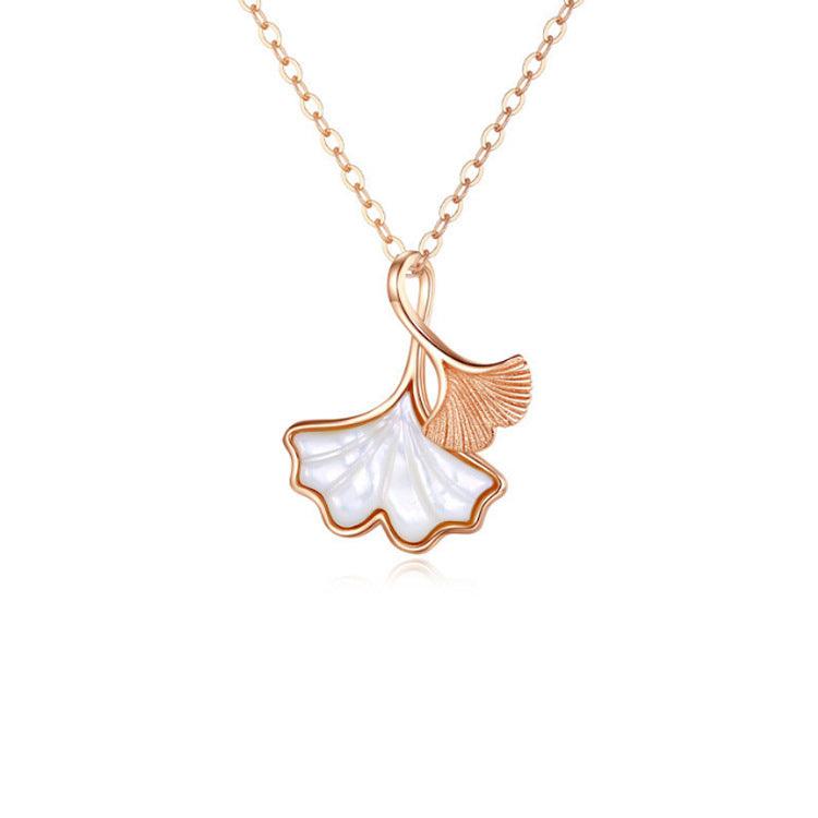 Ginkgo Pendant S925 Sterling Silver Necklace-BlingRunway