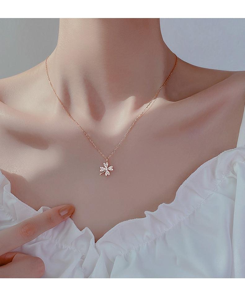 Delicate Clover Pendant S925 Sterling Silver Necklace