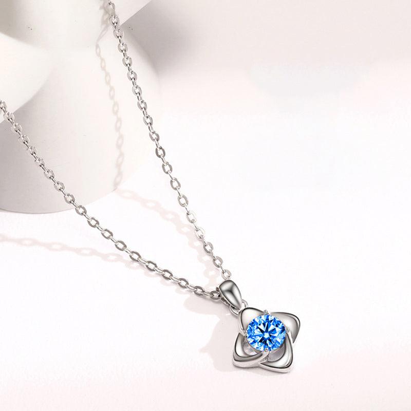 S925 sterling silver heartbeat series four-leaf clover necklace