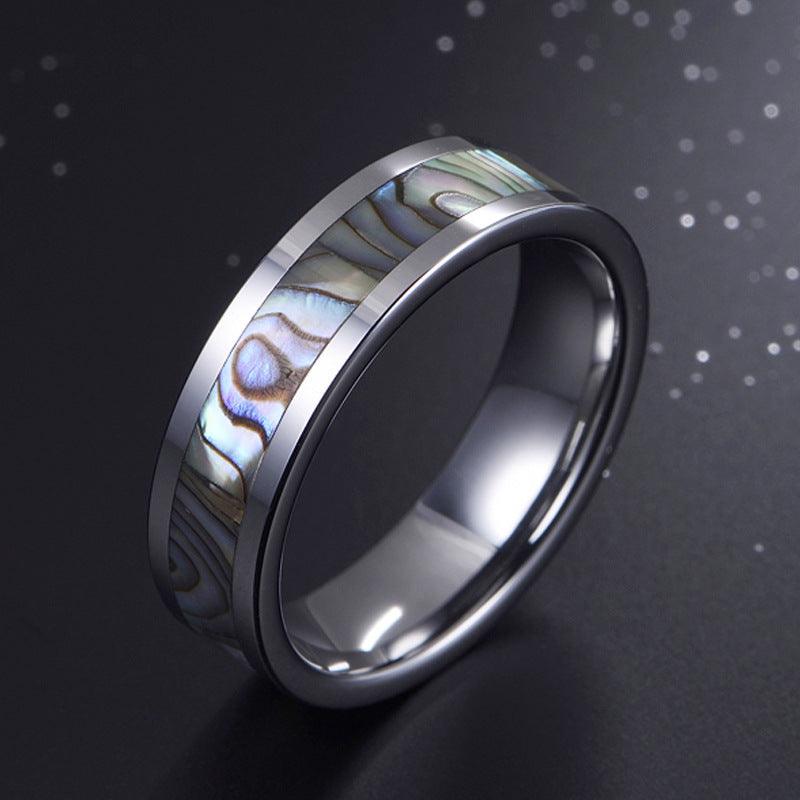 Natural mother-of-pearl pattern tungsten steel ring-BlingRunway