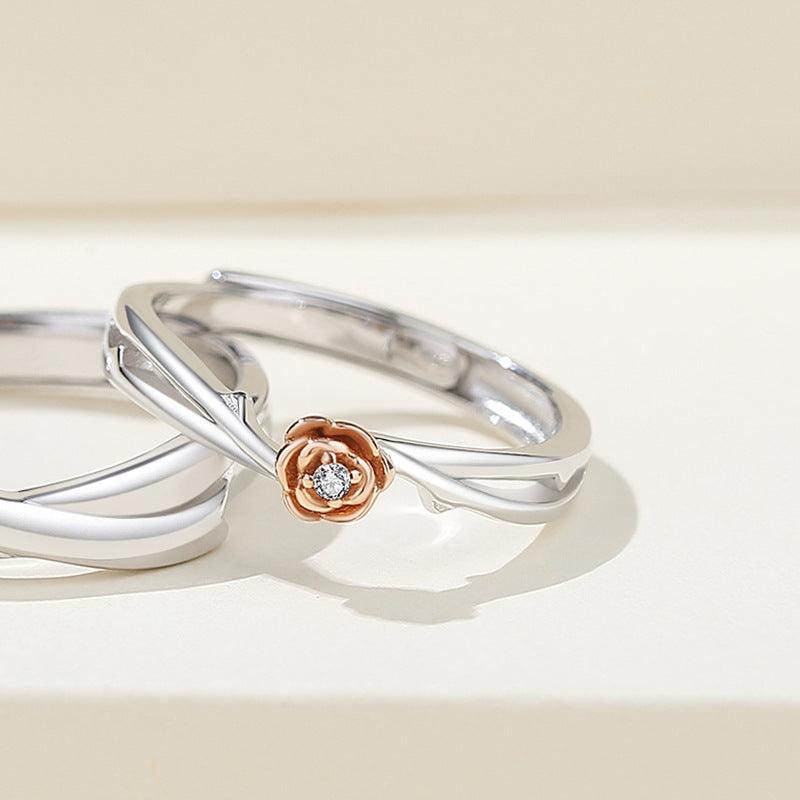 The Prince's Rose Mobius Design S925 Silver Couple Ring