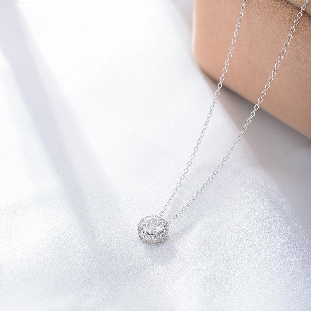 Classic Shining circular Zircon Handmade Series S925 Sterling Silver Necklace