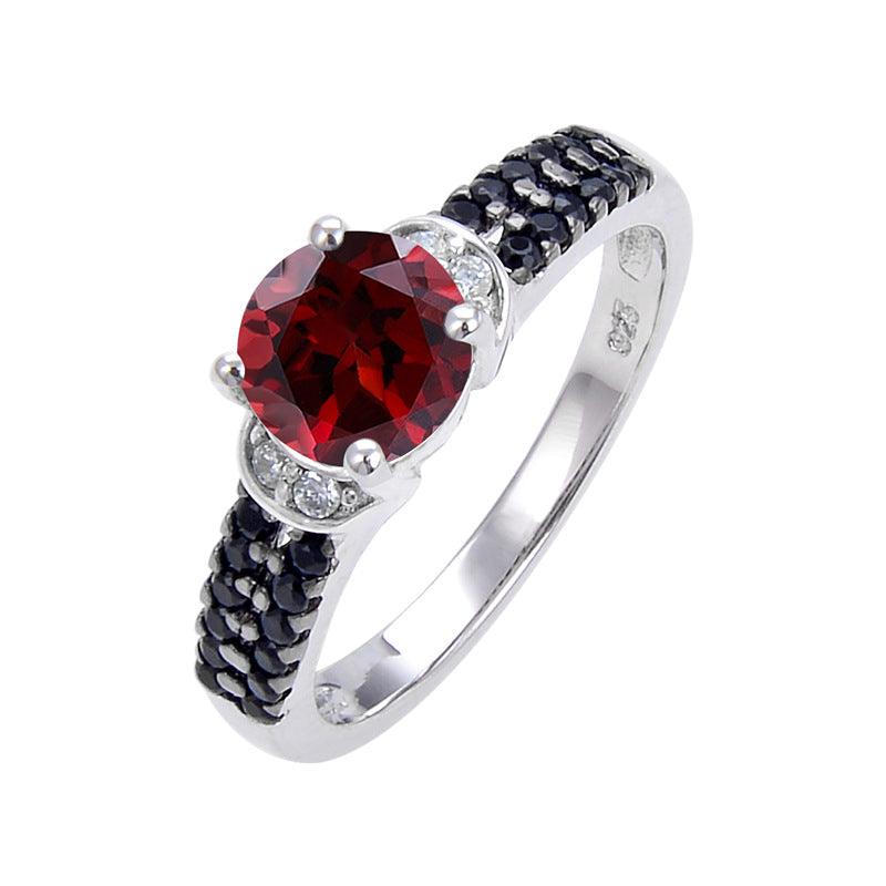 Beautiful Shining S925 Sterling Silver Inlaid Natural Gemstone Ring-BlingRunway