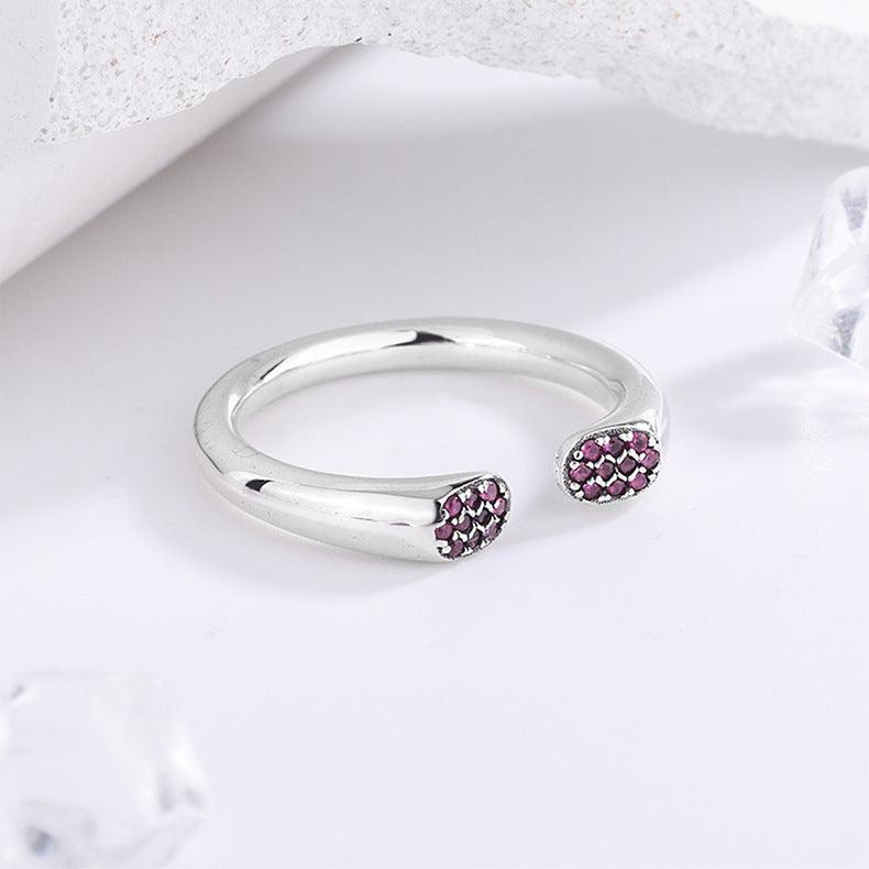 Classic stud-set zircon handmade series S925 sterling silver ring