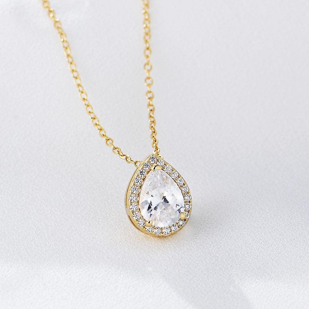 Classic Sparkling Water Drop Zircon Handmade Series S925 Sterling Silver Necklace-BlingRunway