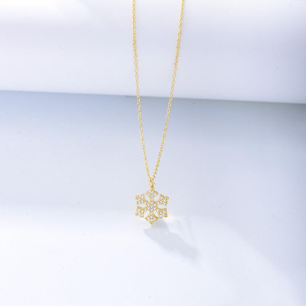 Classic Sparkling Snowflake Zircon Handmade Series S925 Sterling Silver Necklace