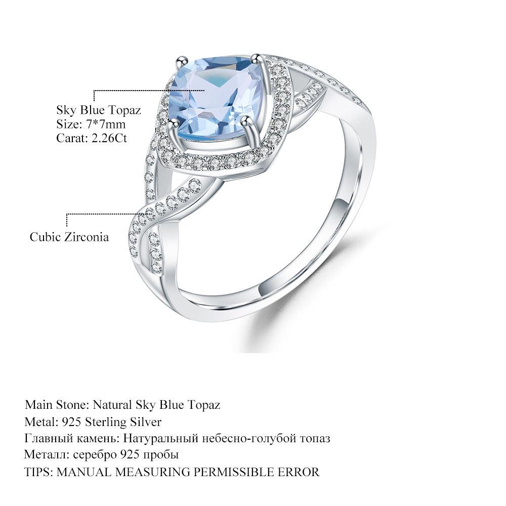 Surrounding Square S925 Silver Natural Topaz Ring-BlingRunway