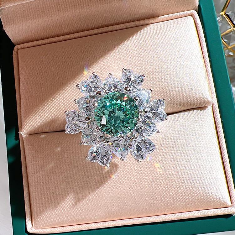 Luxury Fancy Design Synthetic Paraiba Women's S925 Silver Ring-BlingRunway