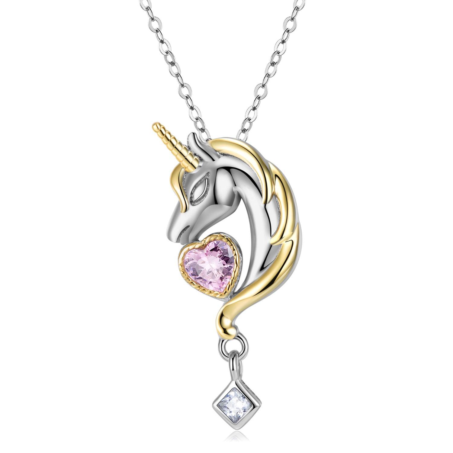 Unicorn Heart Handmade Series S925 Sterling Silver Necklace-BlingRunway