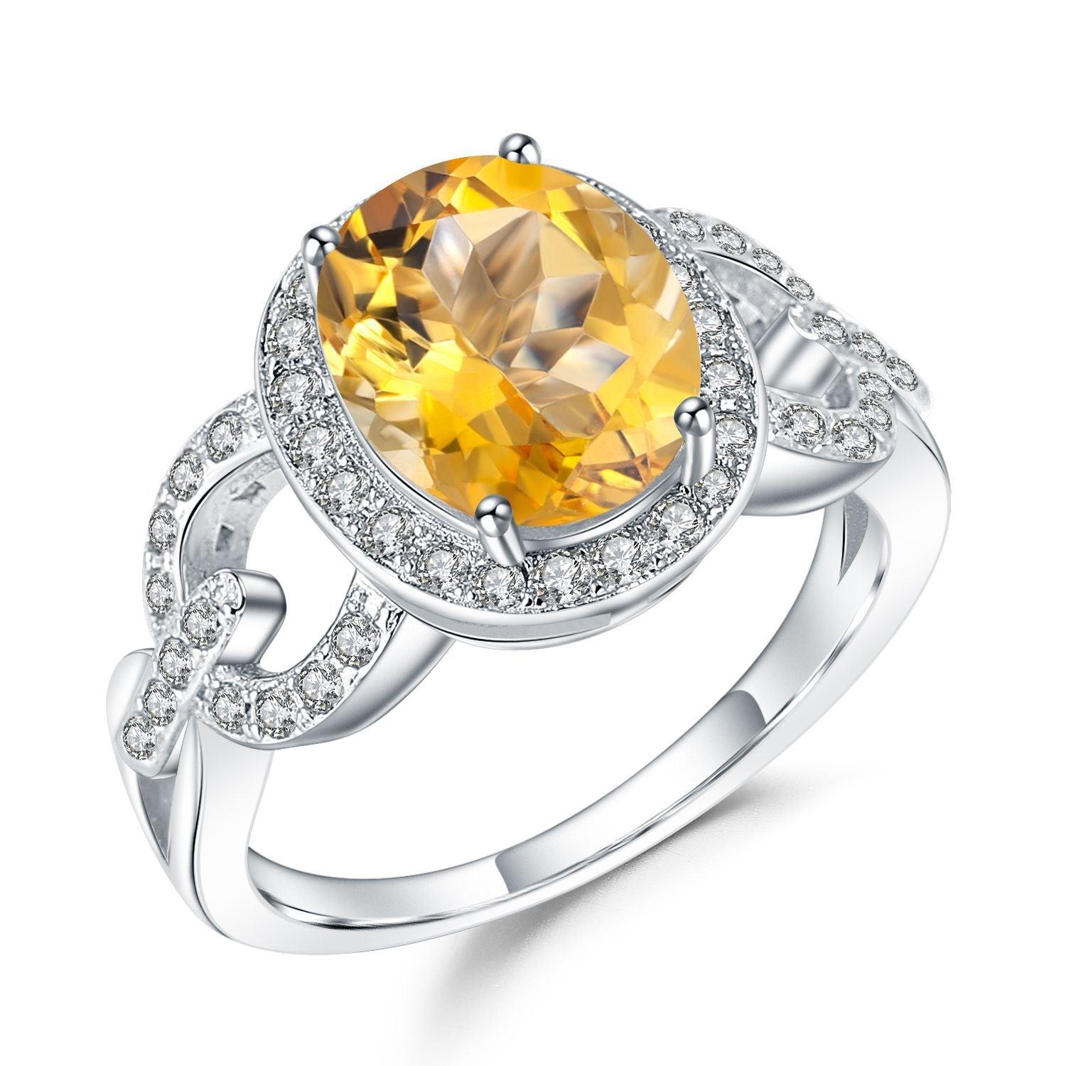 Vintage Design Luxury Natural Citrine S925 Sterling Silver Ring-BlingRunway