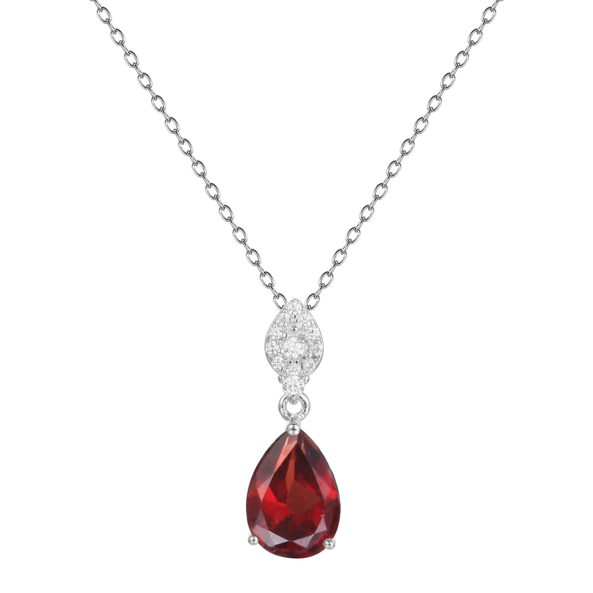 Natural Gem Fashion Droplet Design S925 Sterling Silver Necklace