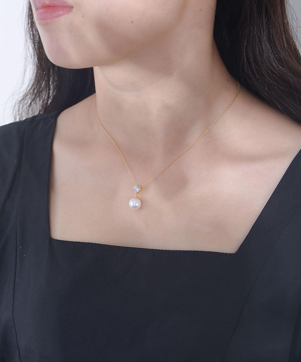 Heart Shape Zircon Pearl S925 Sterling Silver Necklace