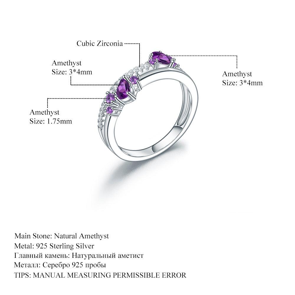 Favorite Series S925 Sterling Silver Ring With Natural Amethyst-BlingRunway