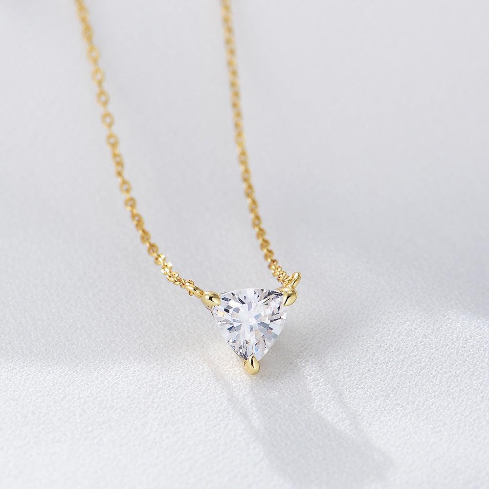 Classic sparkling triangle zircon handmade series S925 sterling silver necklace