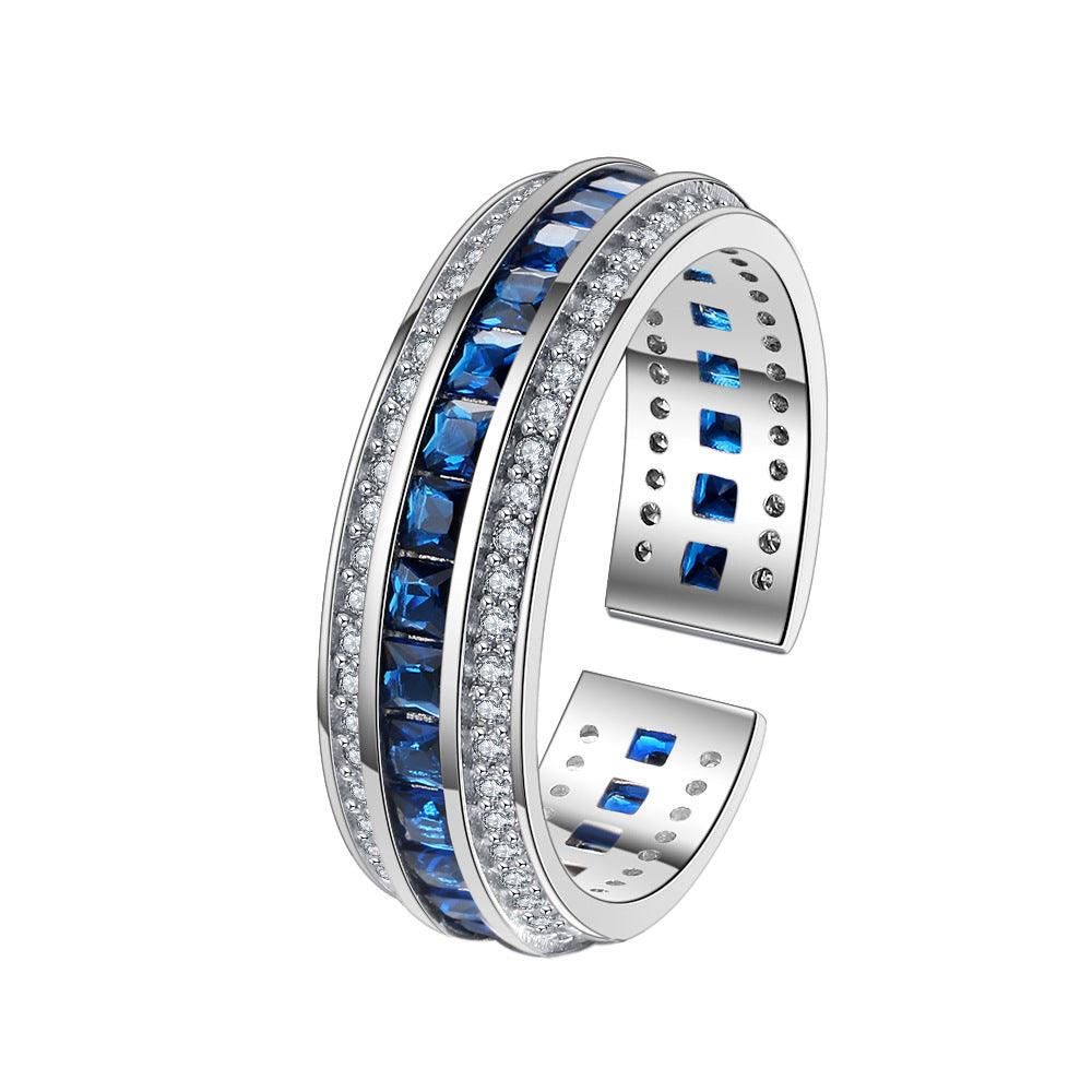 Blue Orbital Set Zircon Handmade Series S925 Sterling Silver Ring-BlingRunway