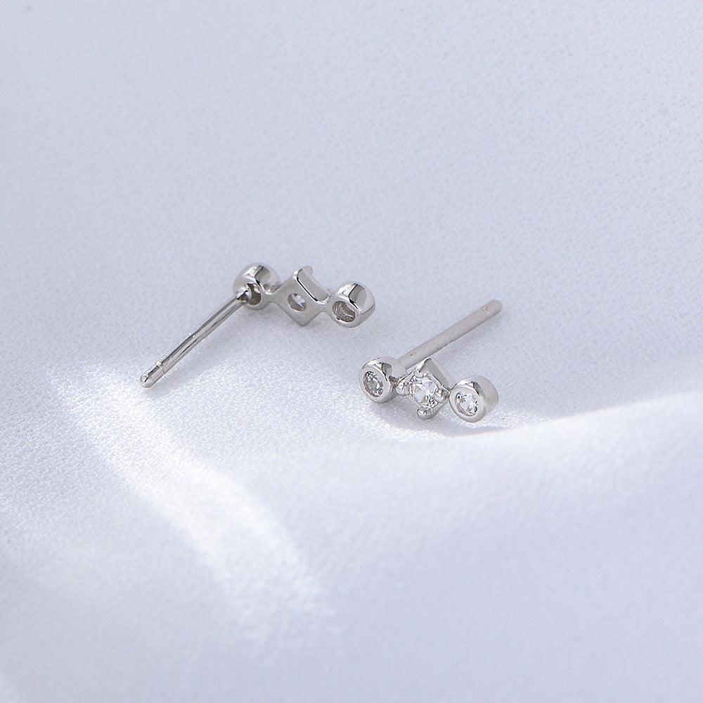 Classic Rhombus Zircon Handmade Series S925 Sterling Silver Earrings