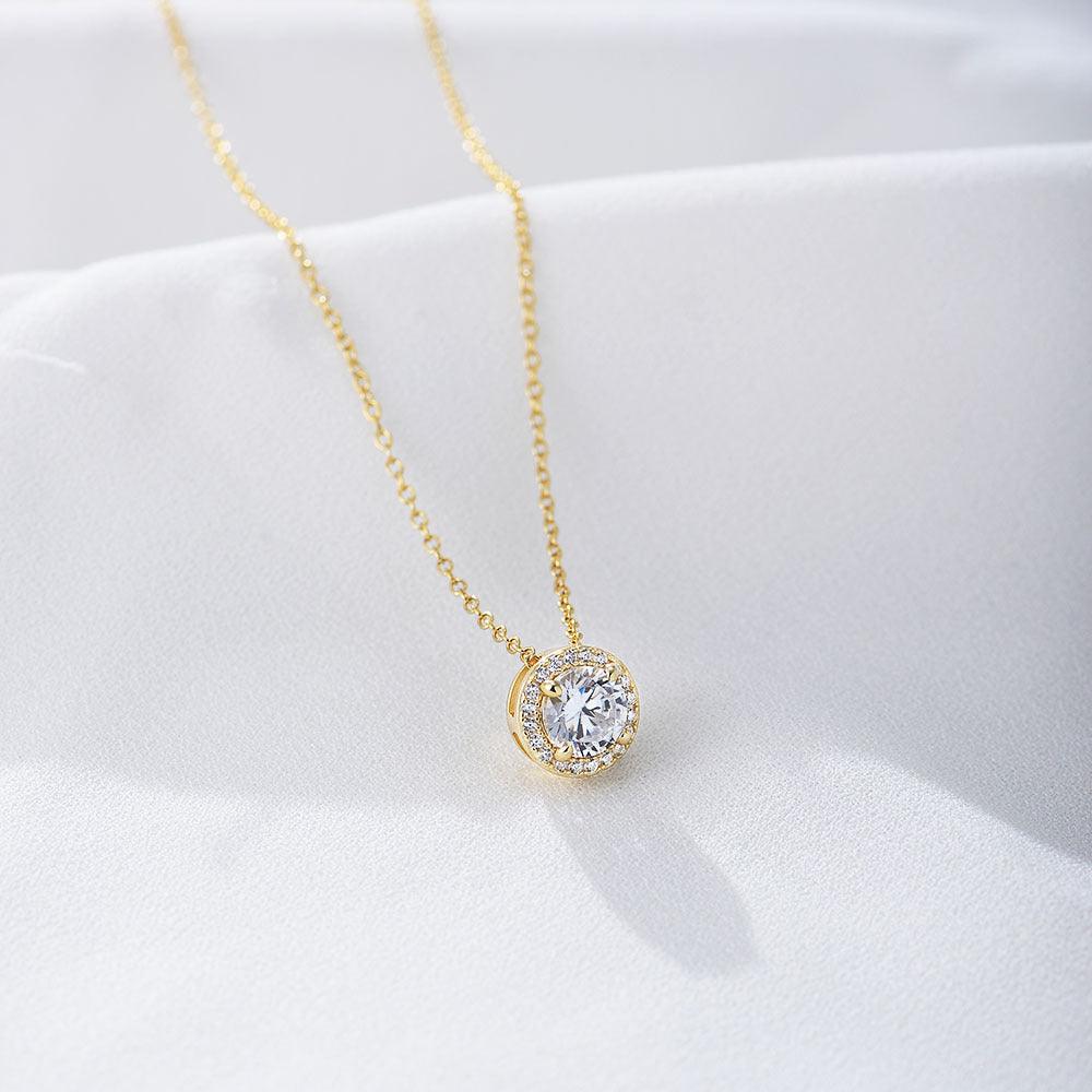 Classic Shining circular Zircon Handmade Series S925 Sterling Silver Necklace