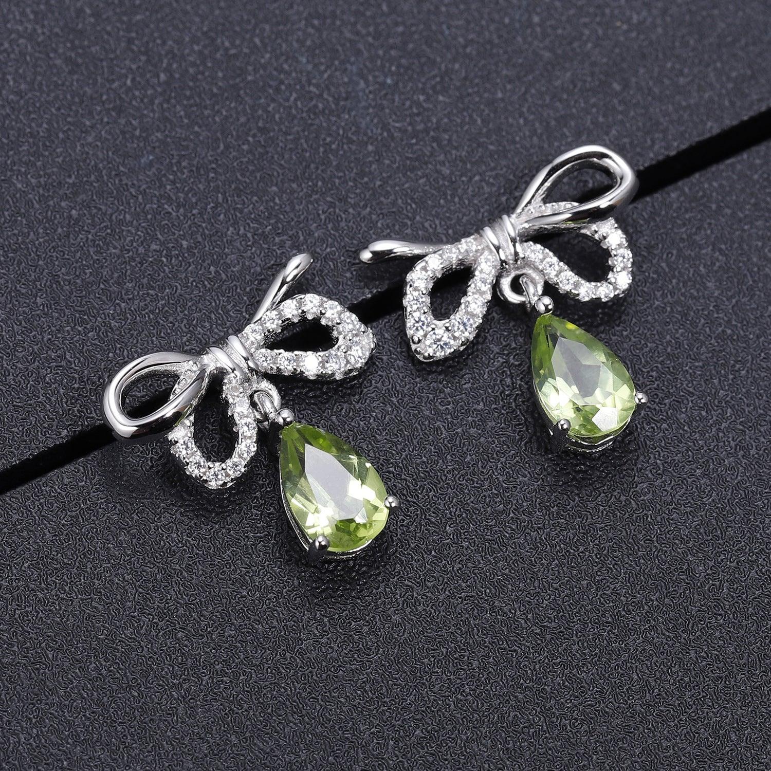 Bowknot Droplet Design S925 Sterling Silver Earrings