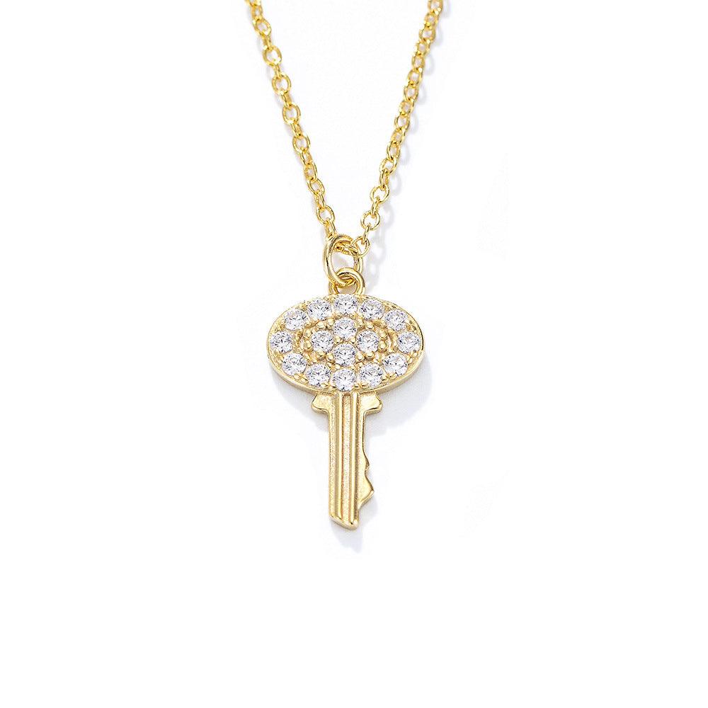 Classic Key Gypsophila Zircon Handmade Series S925 Sterling Silver Necklace-BlingRunway