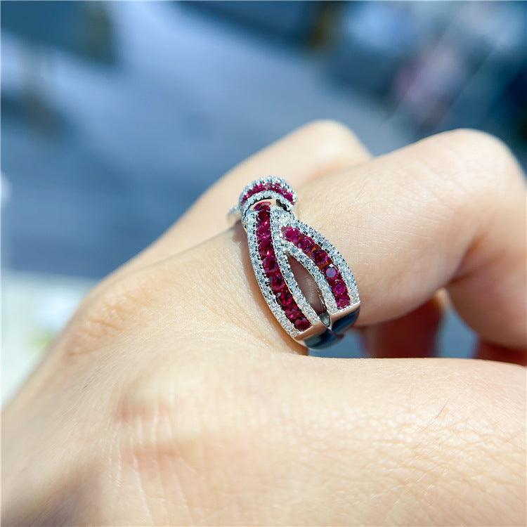 Luxury Inlaid Bow Design S925 Sterling Silver Ring-BlingRunway