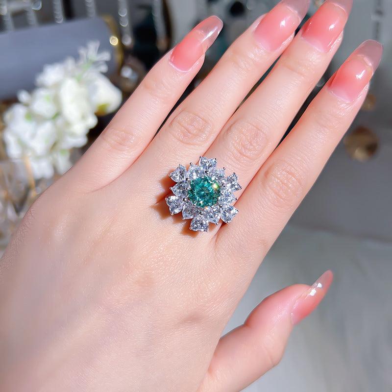 Luxury Fancy Design Synthetic Paraiba Women's S925 Silver Ring-BlingRunway