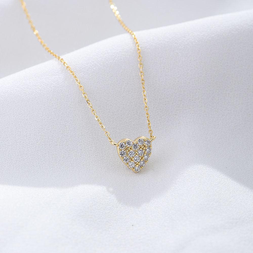 Classic Shining heart-shaped Zircon Handmade Series S925 Sterling Silver Necklace-BlingRunway