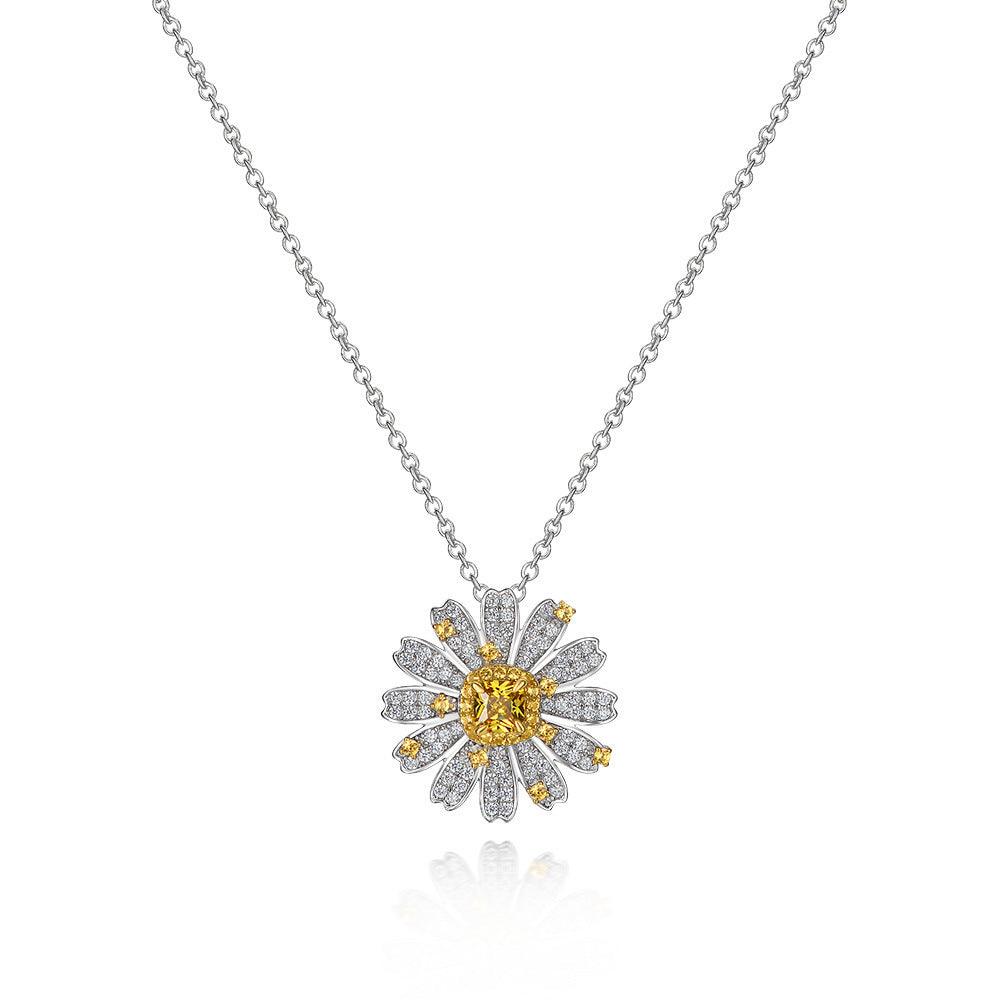 Flower Series High Carbon Imitation Diamond S925 Silver Necklace-BlingRunway