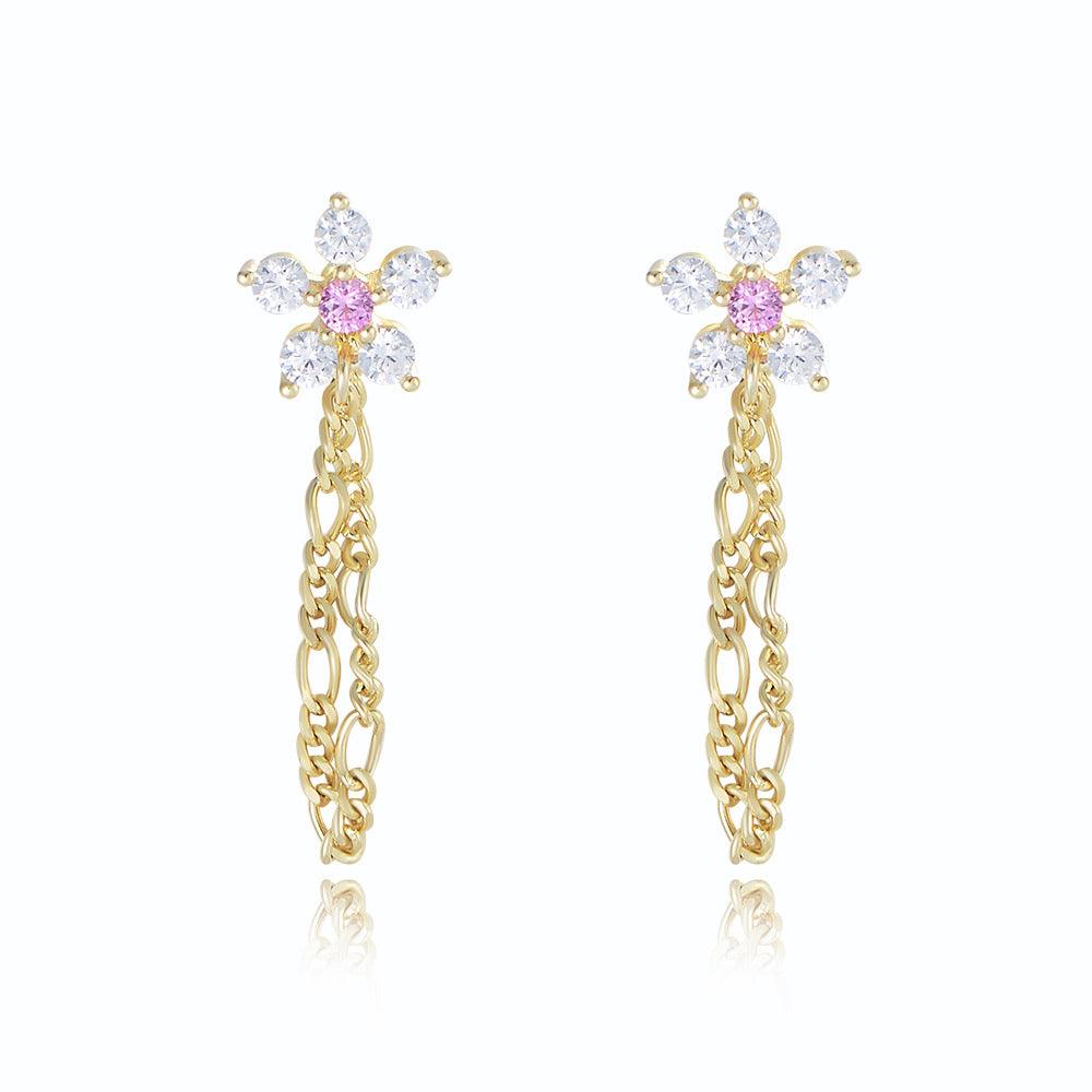 Classic sparkling tassel flower handmade series S925 sterling silver earrings-BlingRunway