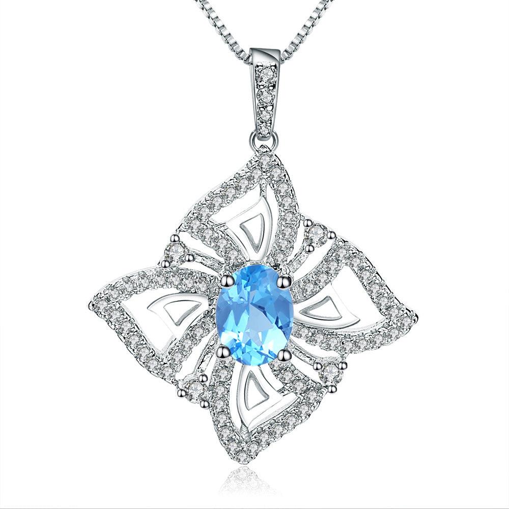 Four Leaf Grass Luxury Inlaid Design S925 Sterling Silver Necklace-BlingRunway