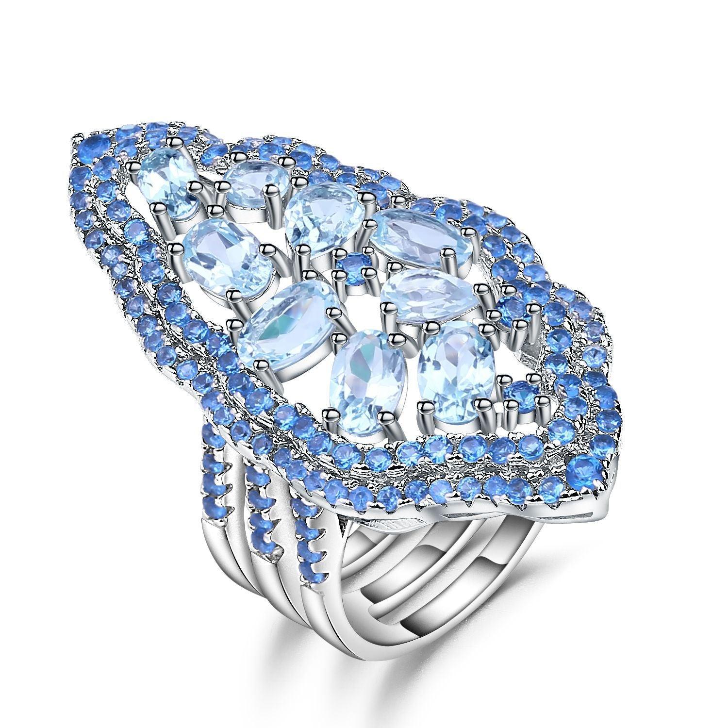 French Luxury S925 Silver Natural Topaz Ring-BlingRunway