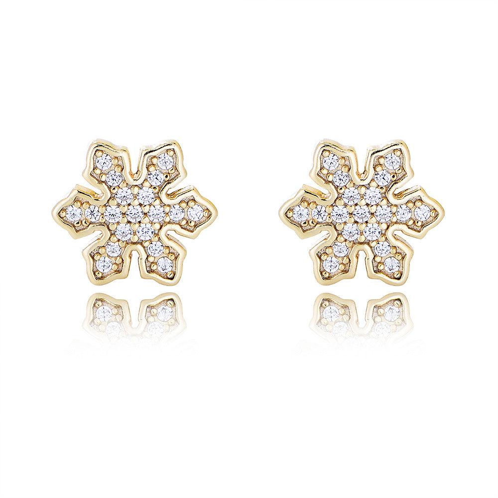 Classic sparkling snowflake zirconia handmade series S925 sterling silver earrings-BlingRunway