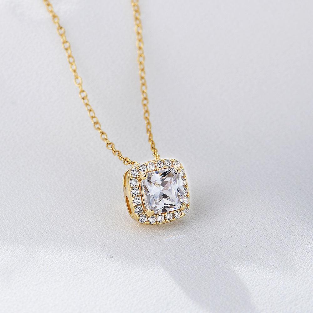 Classic Shining Square Zircon Handmade Series S925 Sterling Silver Necklace-BlingRunway