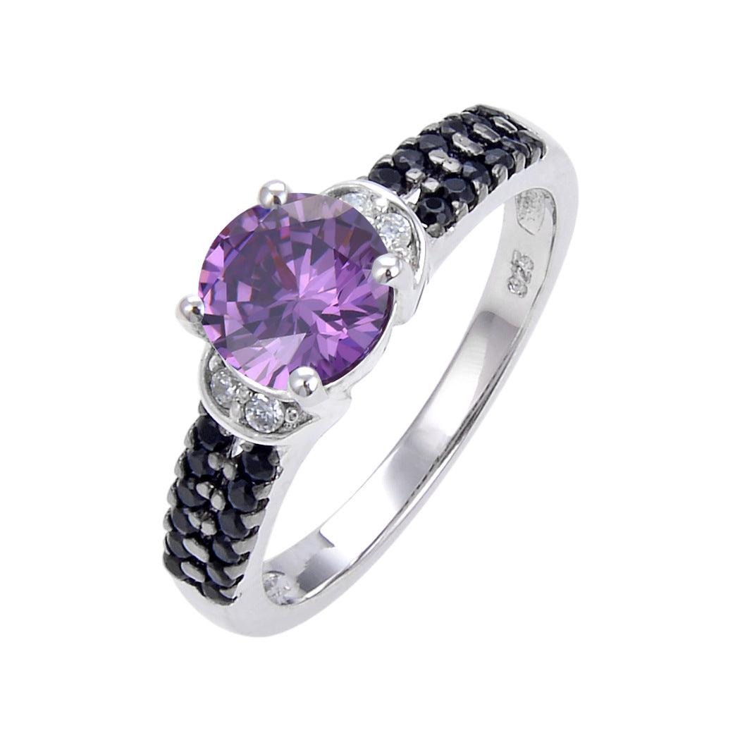 Beautiful Shining S925 Sterling Silver Inlaid Natural Gemstone Ring-BlingRunway