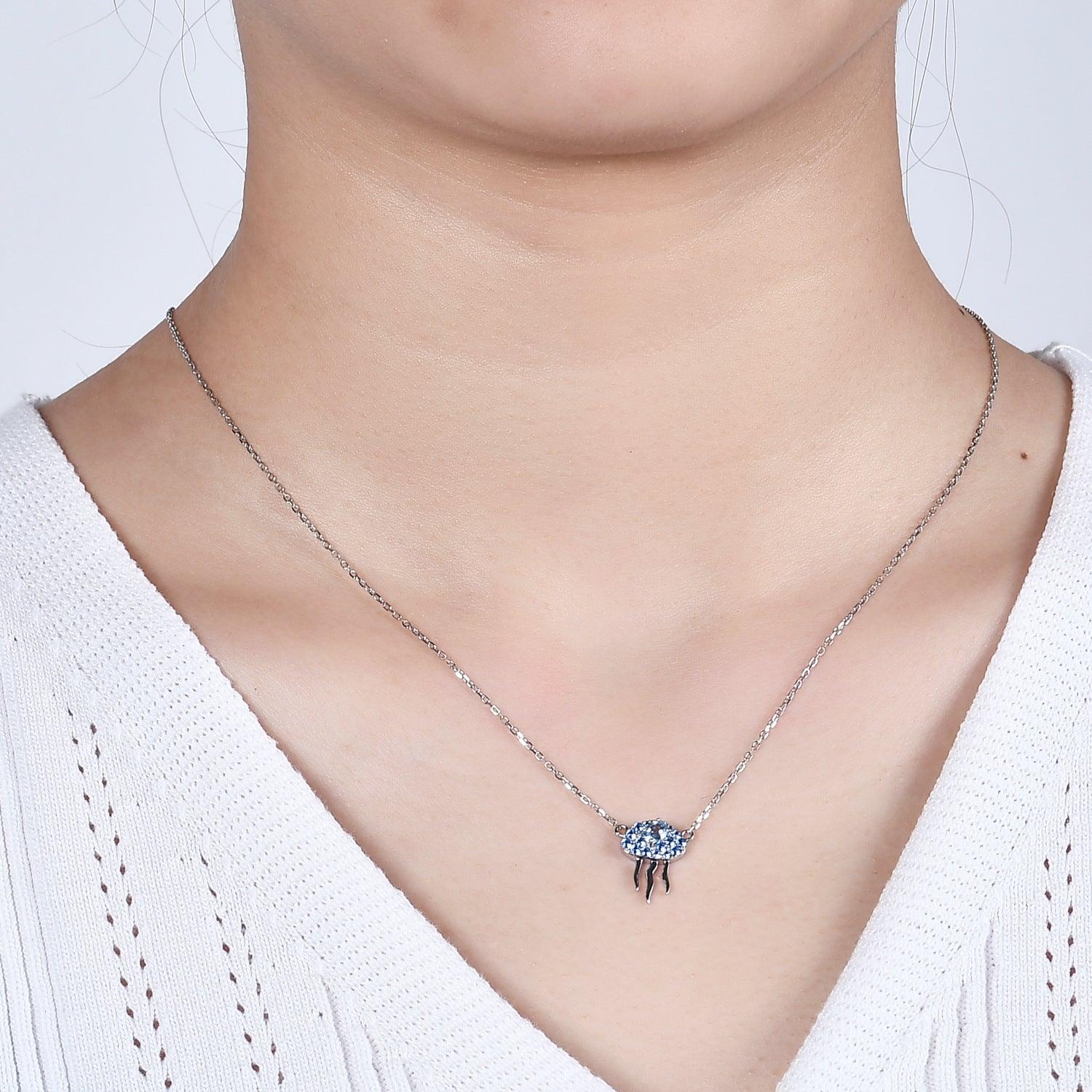 Exquisite Jellyfish Design S925 Sterling Silver Necklace-BlingRunway