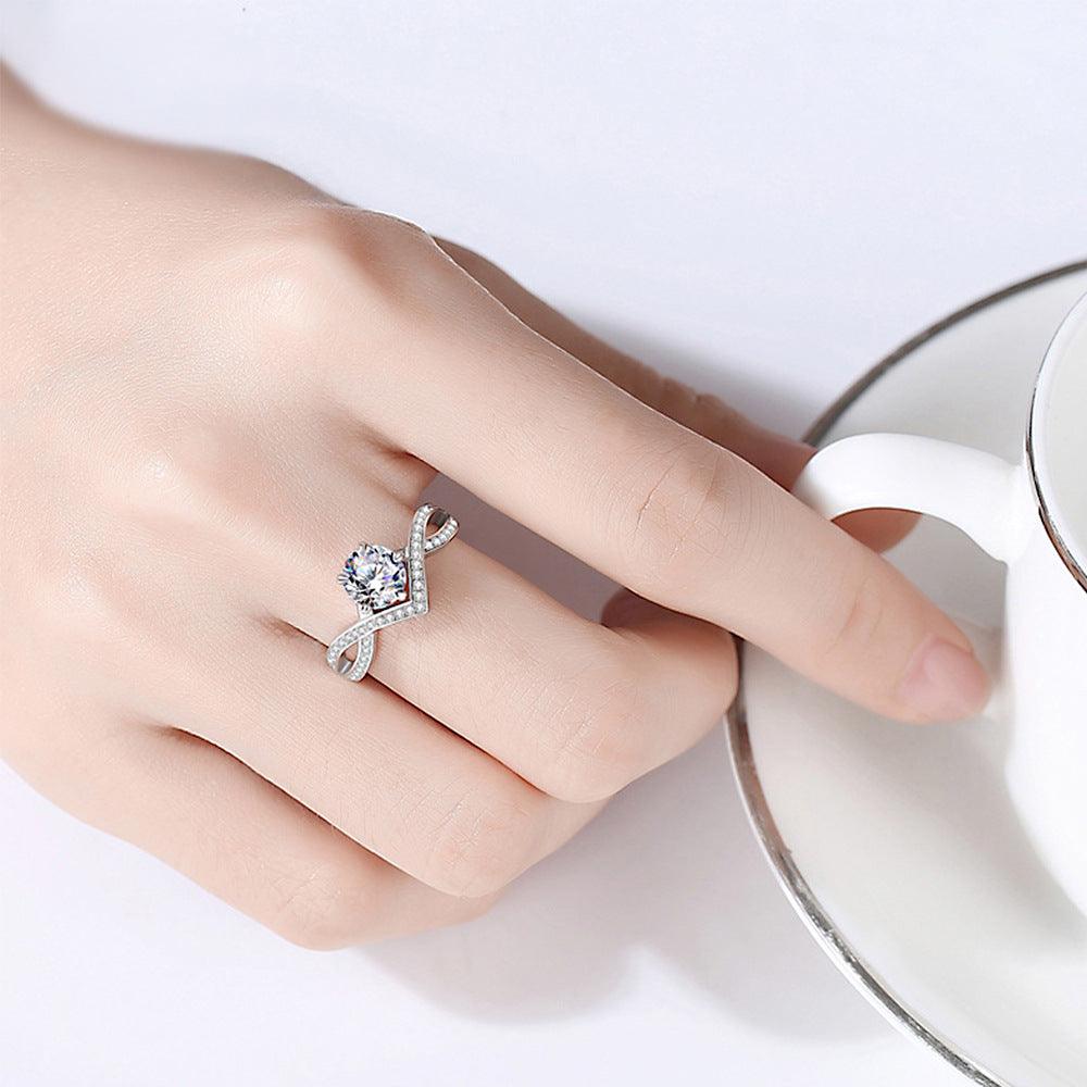 Classic Series S925 Silver High Carbon Imitation White Diamond Rings