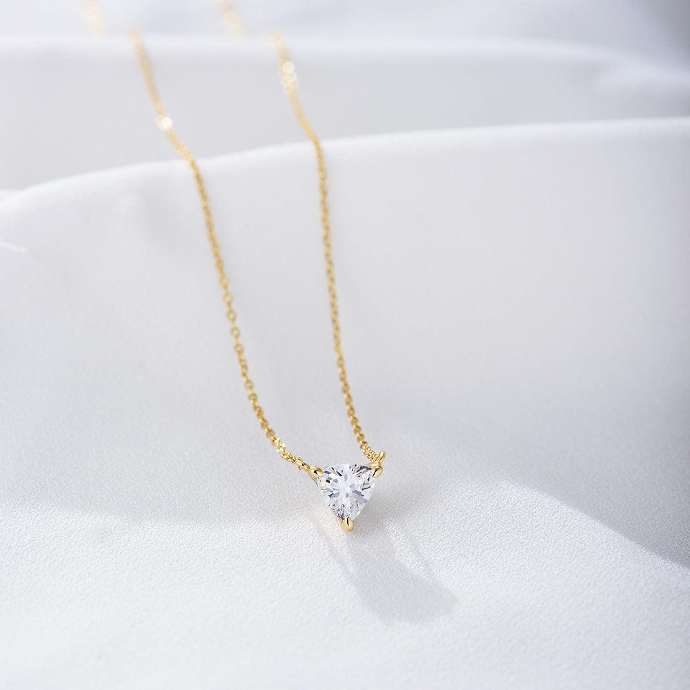 Classic sparkling triangle zircon handmade series S925 sterling silver necklace