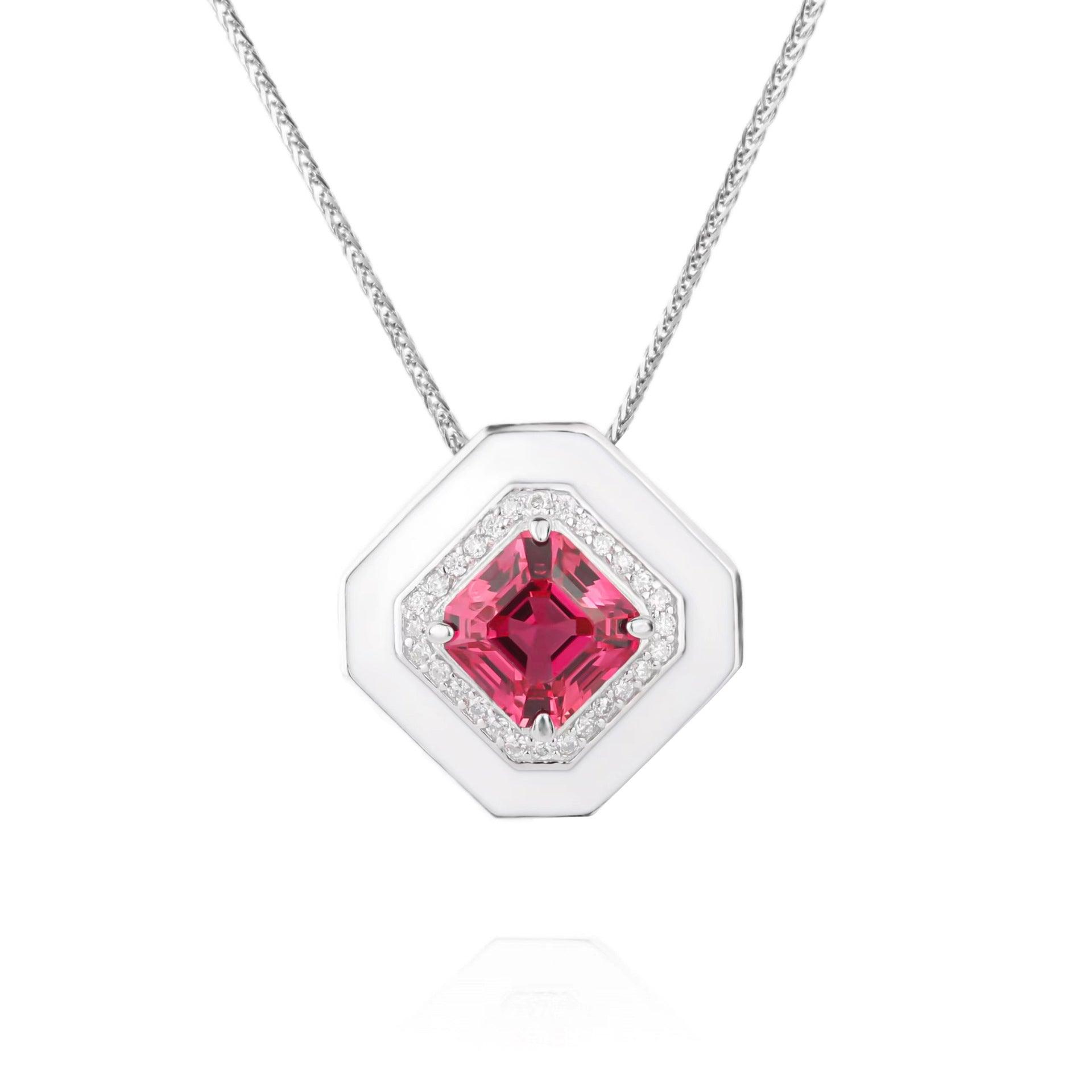 Square Design S925 Silver Cultured Gem Necklace-BlingRunway