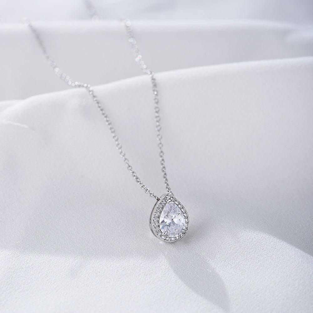 Classic Sparkling Water Drop Zircon Handmade Series S925 Sterling Silver Necklace