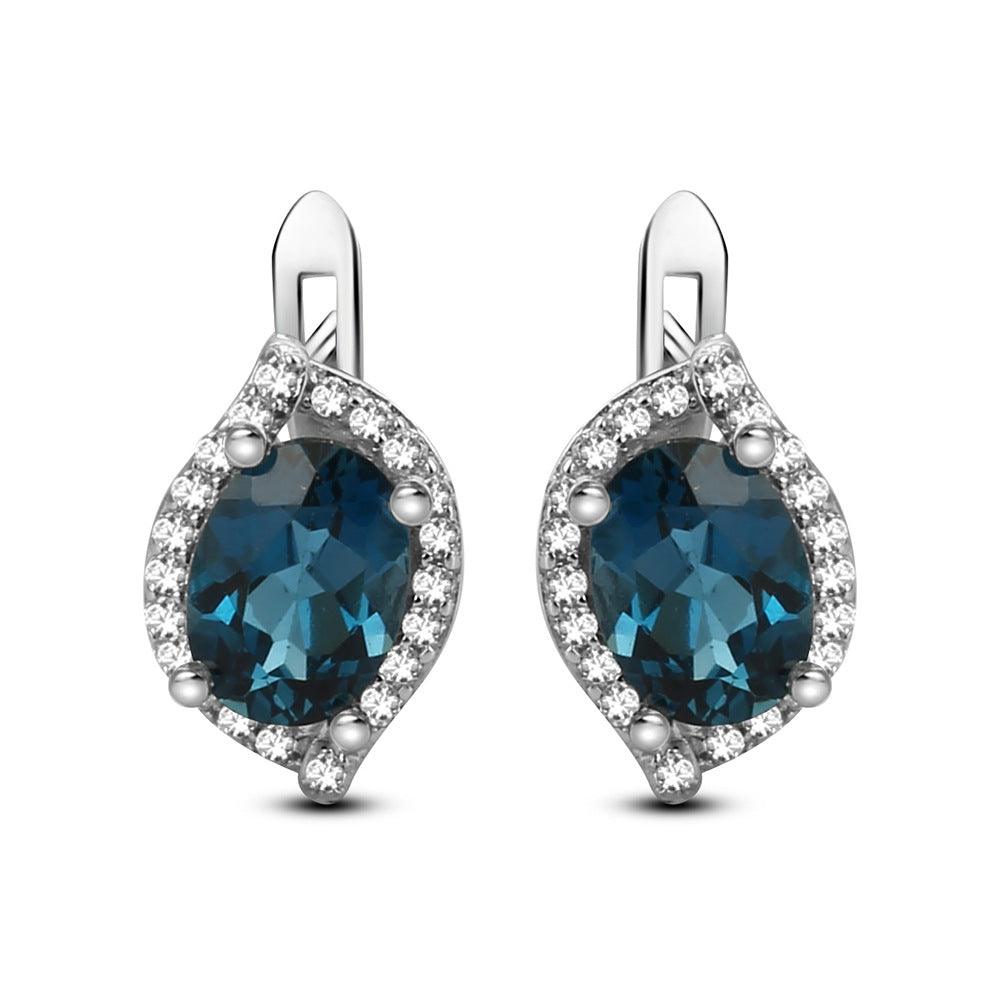 Irregular Inlaid S925 Silver Inlaid Natural Topaz Earrings-BlingRunway