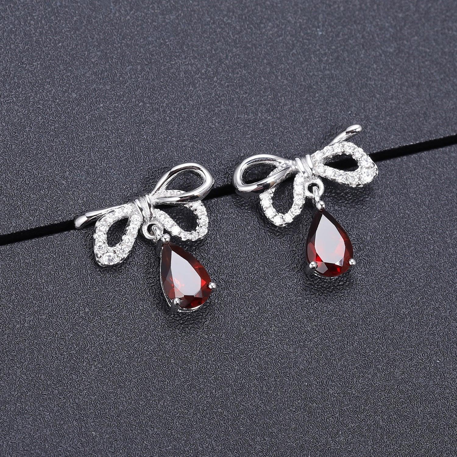 Bowknot Droplet Design S925 Sterling Silver Earrings