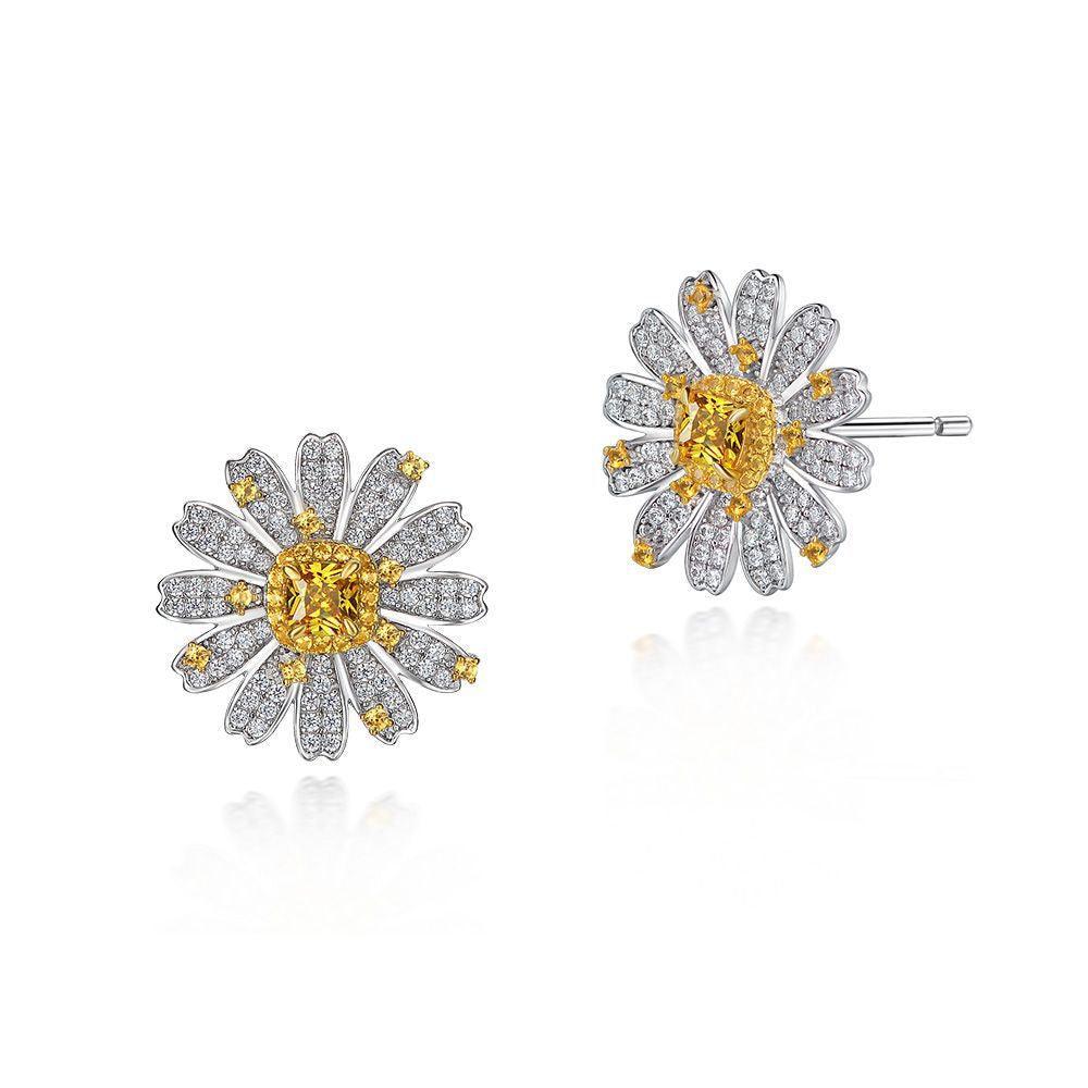 Luxury inlaid small daisy design S925 sterling silver earrings