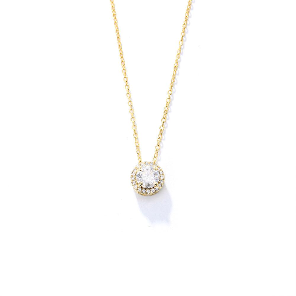 Classic Shining circular Zircon Handmade Series S925 Sterling Silver Necklace-BlingRunway