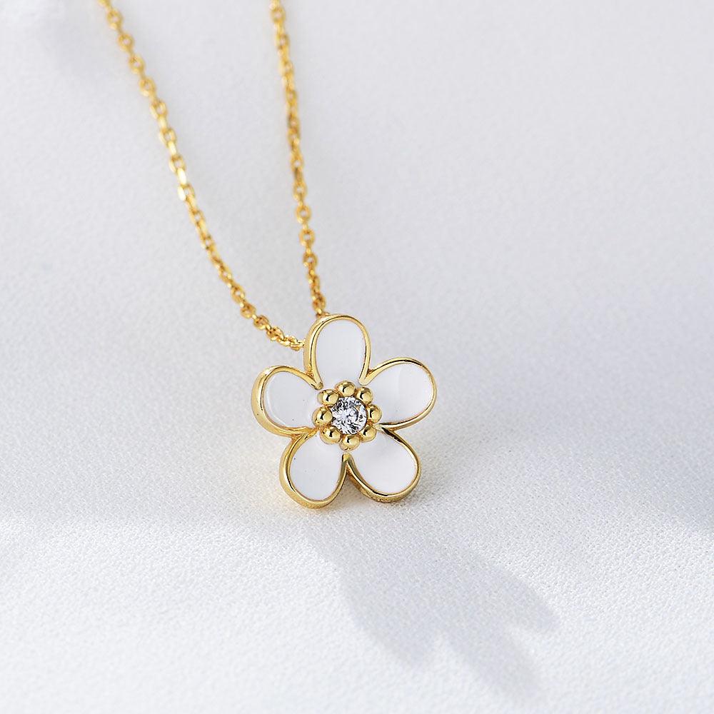 Classic small white flower handmade series S925 sterling silver necklace-BlingRunway