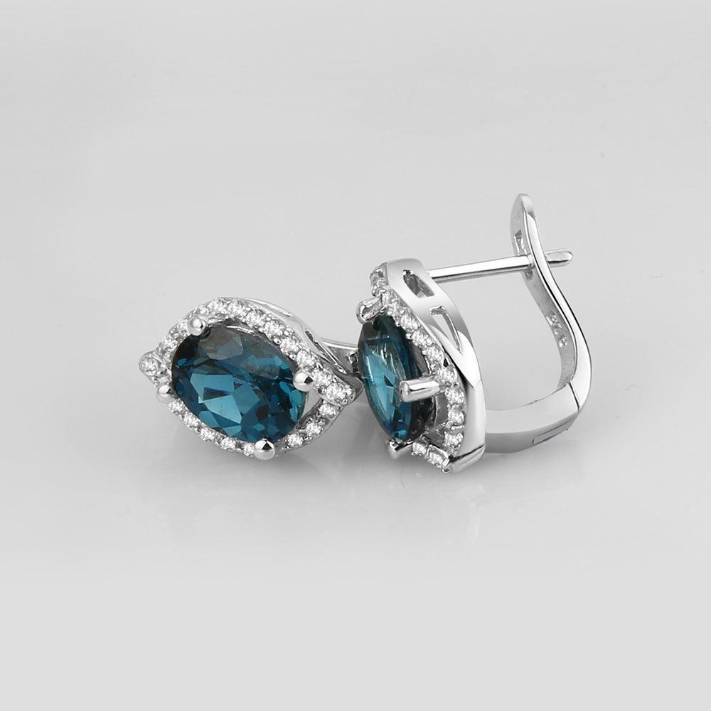 Irregular Inlaid S925 Silver Inlaid Natural Topaz Earrings