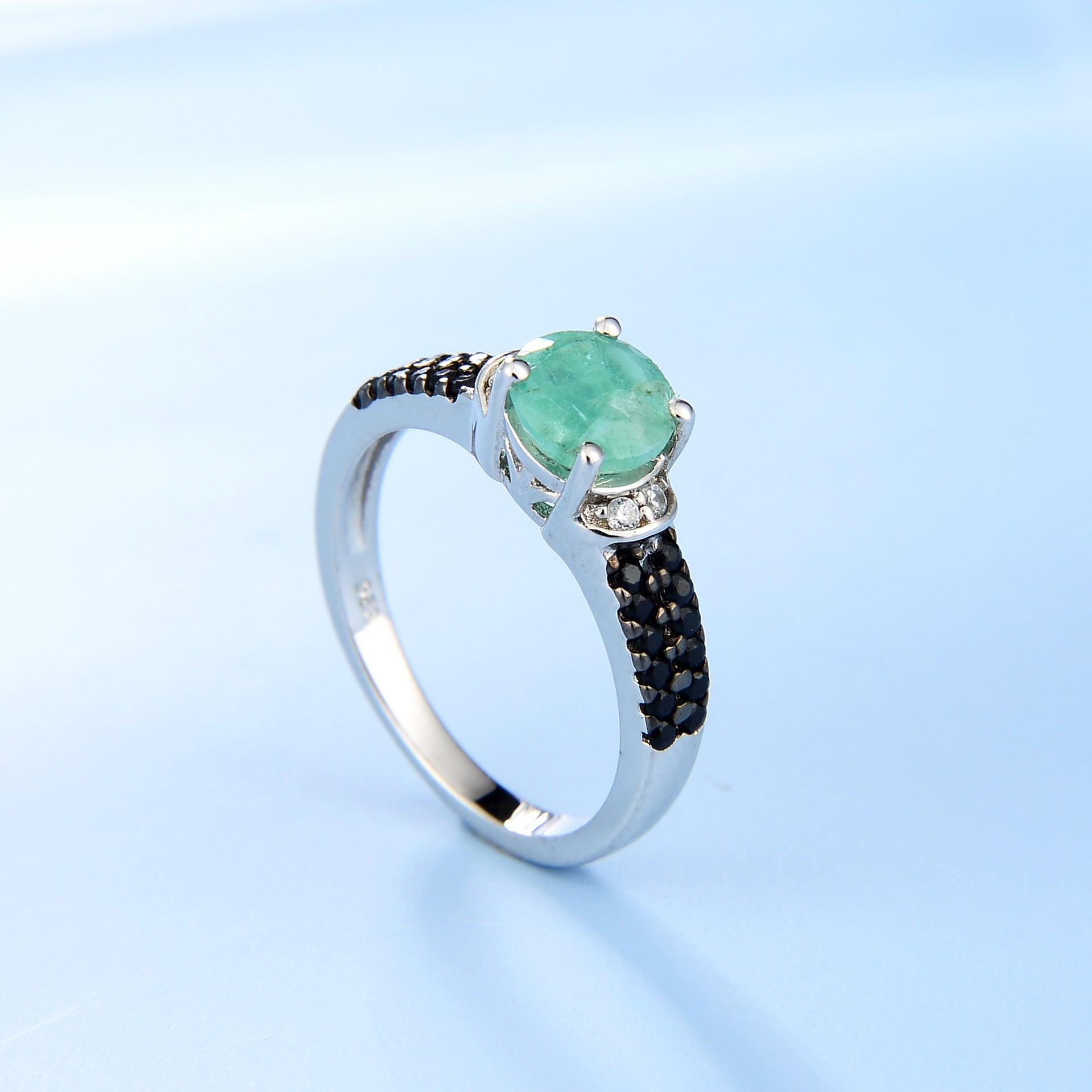 Beautiful Shining S925 Sterling Silver Inlaid Natural Gemstone Ring-BlingRunway