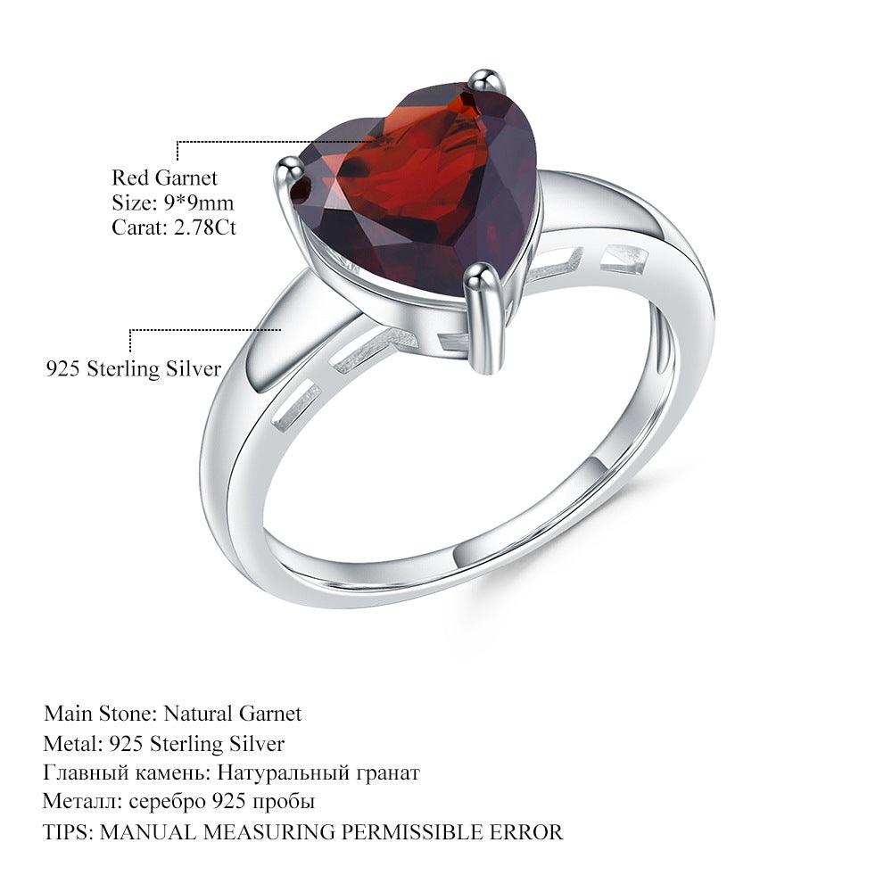 Heart Love S925 Silver Inlaid Natural Amethyst Treasure Ring-BlingRunway