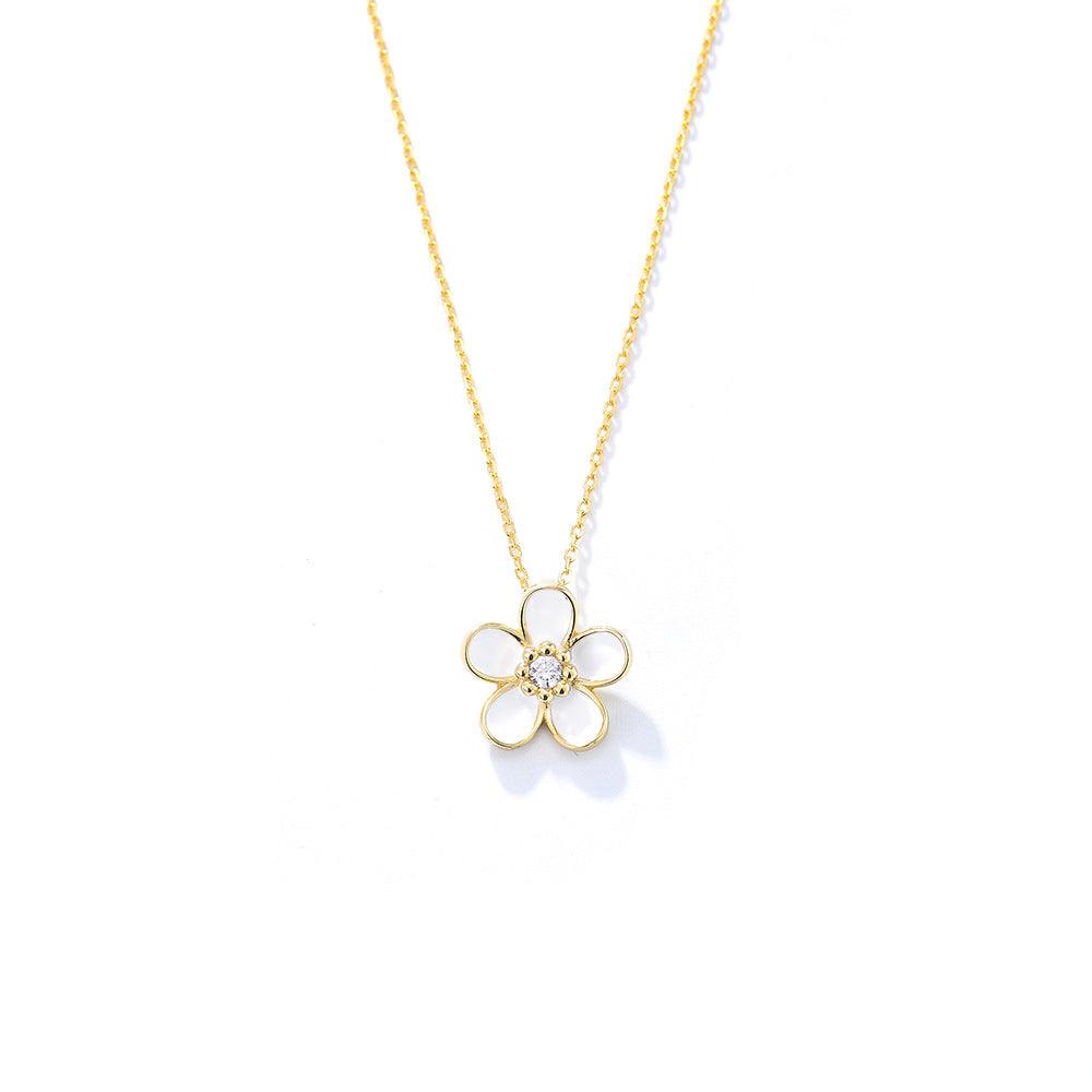 Classic small white flower handmade series S925 sterling silver necklace-BlingRunway